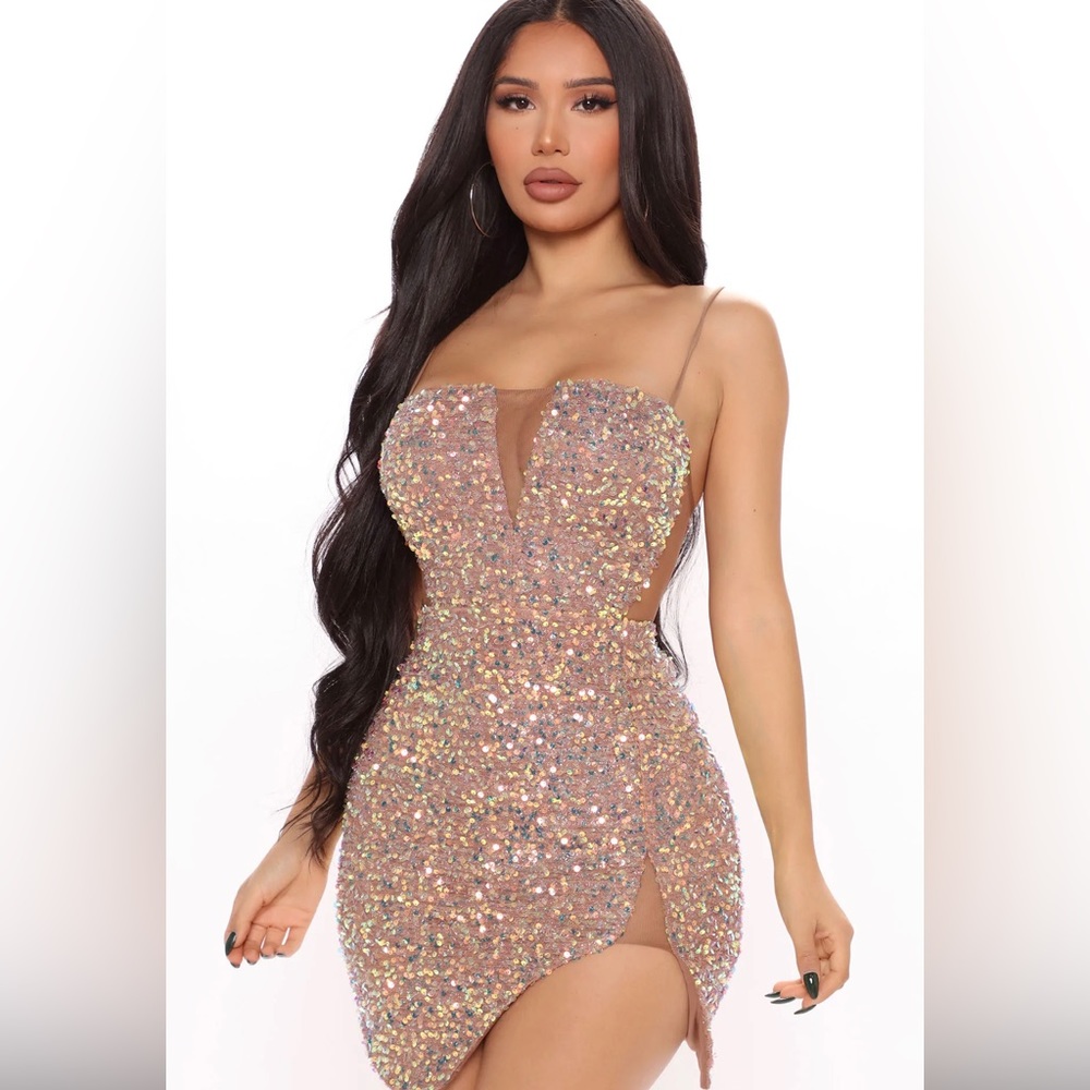Fashion nova dazzling sequin mini dress - Mocha